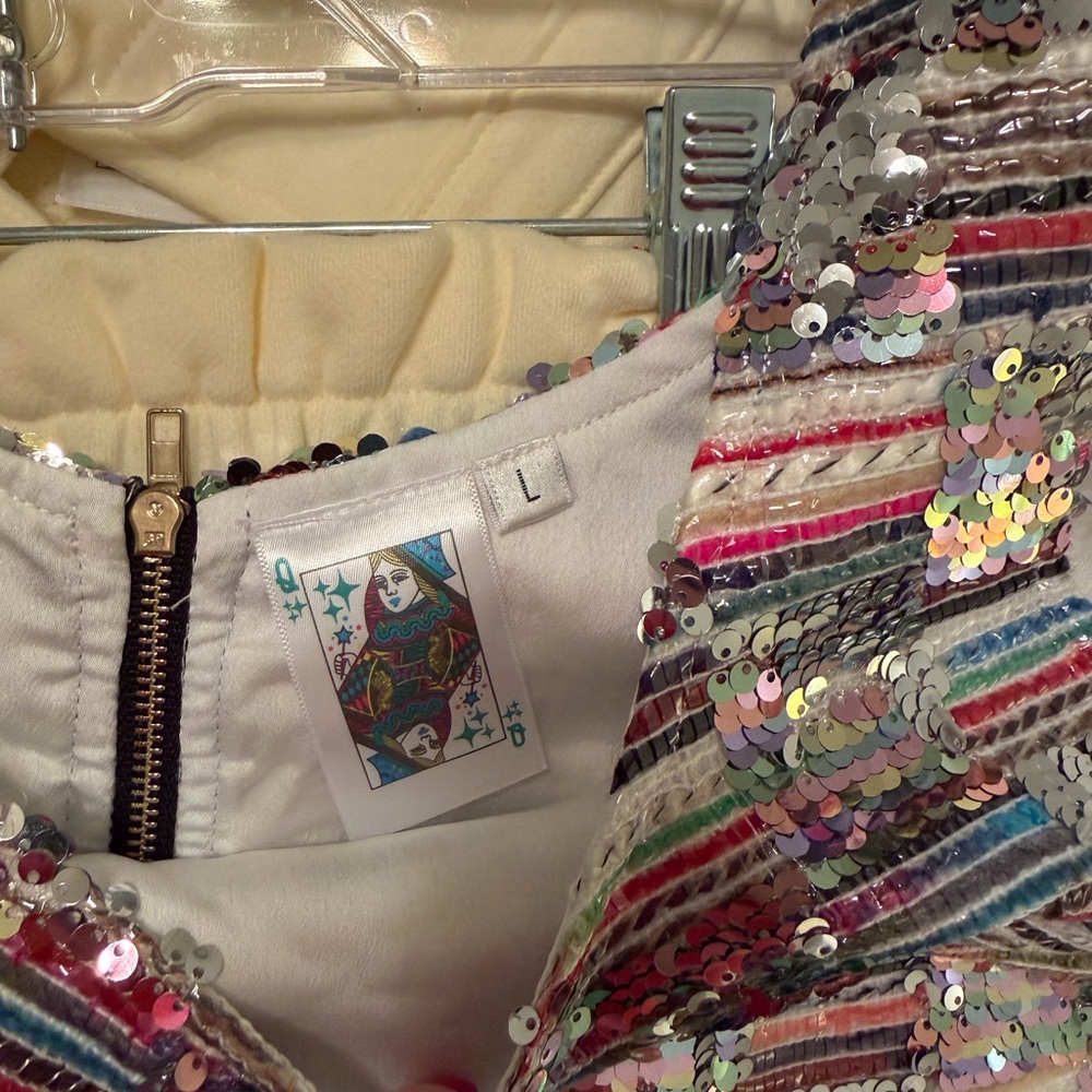 Queen of Sparkles Multicolor tweed Sequin Women's Top - Picture 4 of 4